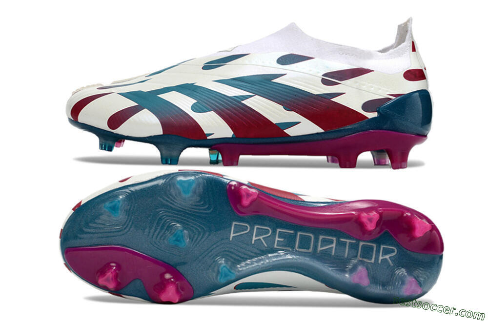 Adidas Predator 24 Elite Laceless FG Low-Tops Soccer Cleats - Beige/Blue/Red 1