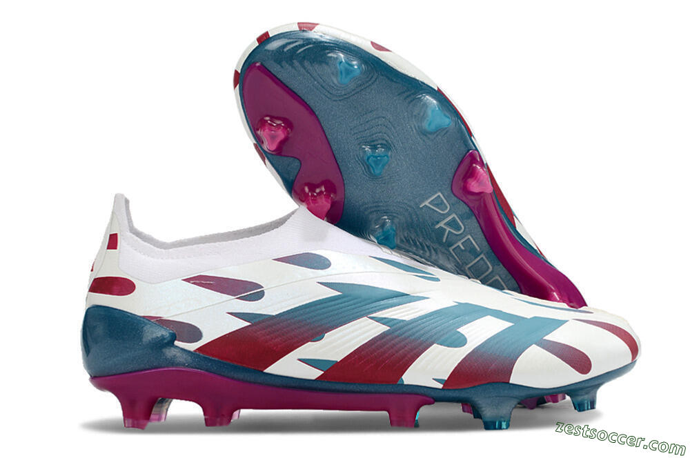 Adidas Predator 24 Elite Laceless FG Low-Tops Soccer Cleats - Beige/Blue/Red 0