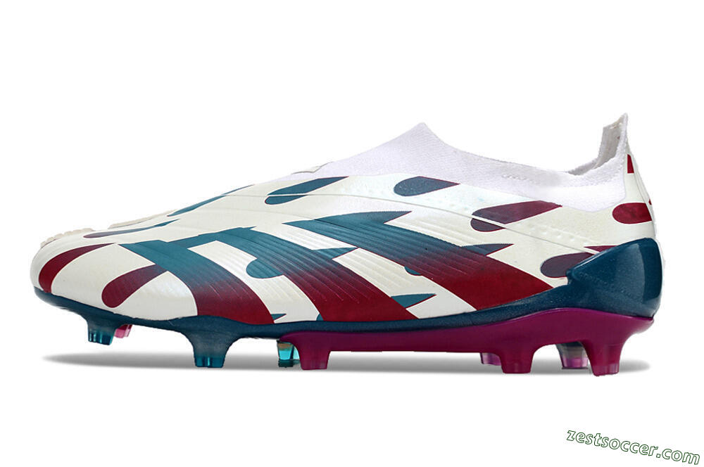 Adidas Predator 24 Elite Laceless FG Low-Tops Soccer Cleats - Beige/Blue/Red 2