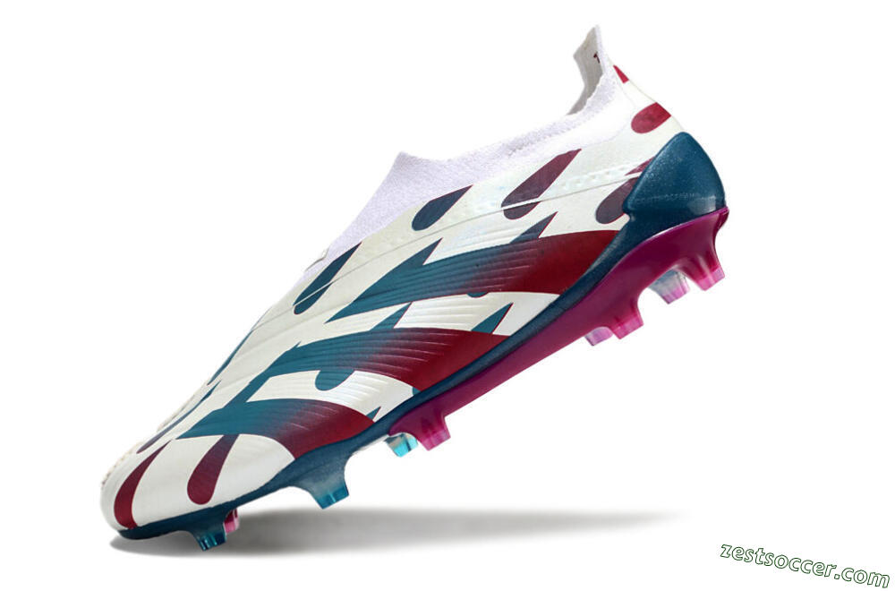 Adidas Predator 24 Elite Laceless FG Low-Tops Soccer Cleats - Beige/Blue/Red 5