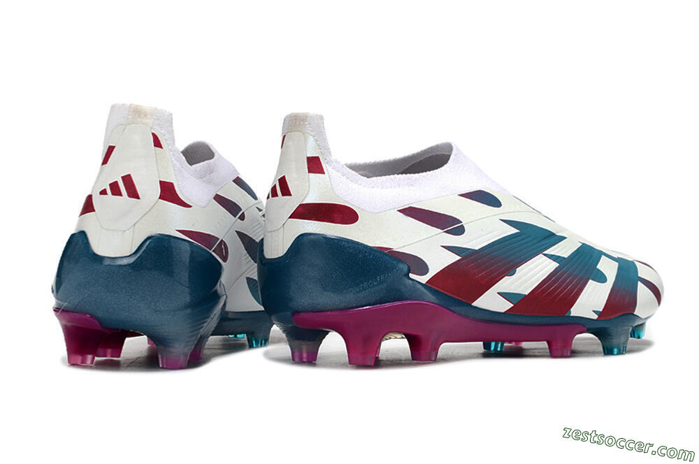 Adidas Predator 24 Elite Laceless FG Low-Tops Soccer Cleats - Beige/Blue/Red 6