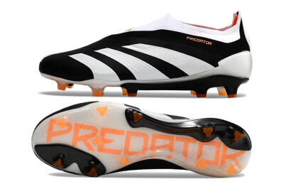 Adidas Predator 24 Elite Laceless FG Low-Tops Soccer Cleats - Black/White/Orange