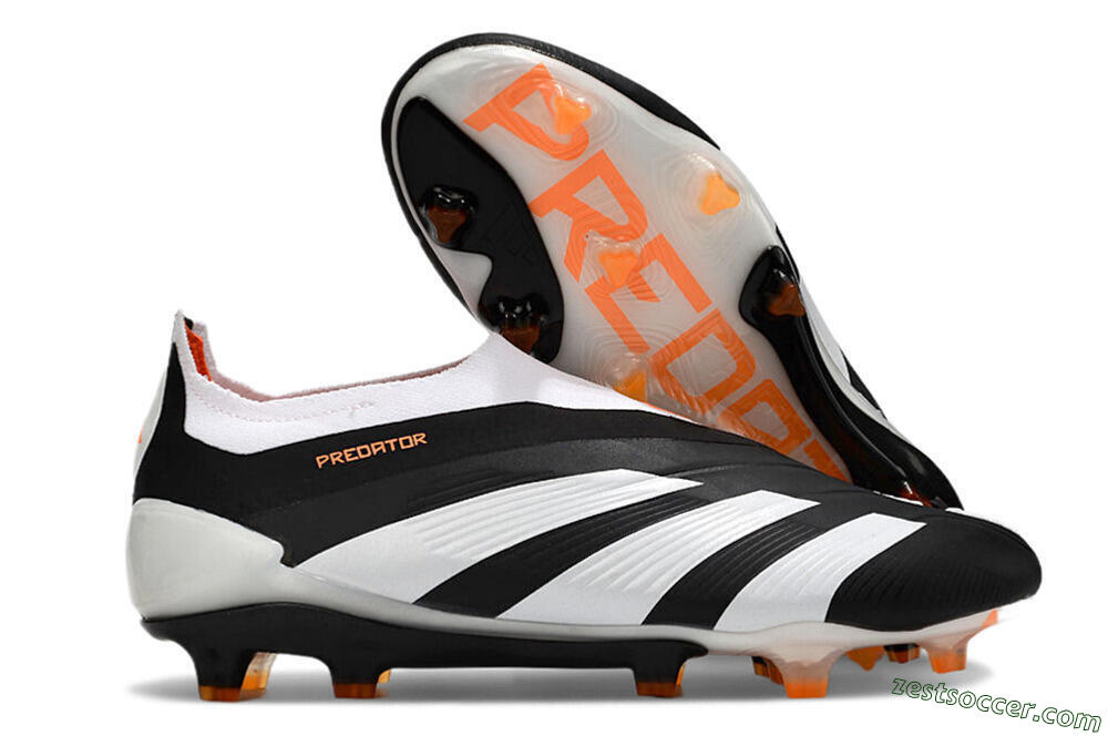 Adidas Predator 24 Elite Laceless FG Low-Tops Soccer Cleats - Black/White/Orange 0