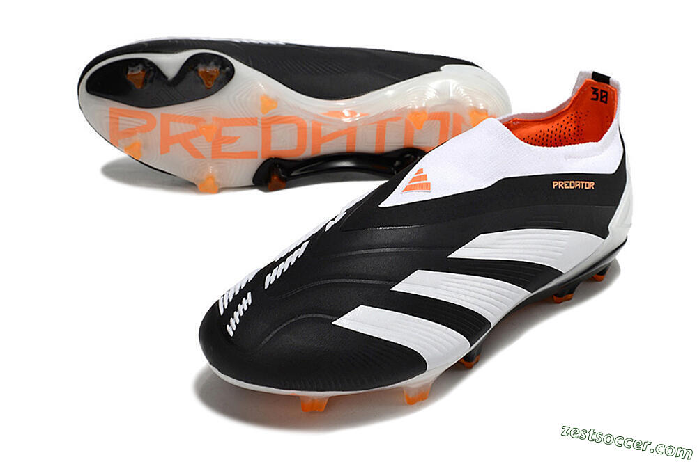 Adidas Predator 24 Elite Laceless FG Low-Tops Soccer Cleats - Black/White/Orange 3