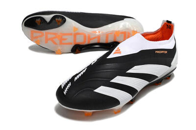 Adidas Predator 24 Elite Laceless FG Low-Tops Soccer Cleats - Black/White/Orange