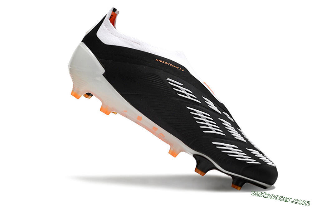 Adidas Predator 24 Elite Laceless FG Low-Tops Soccer Cleats - Black/White/Orange 4