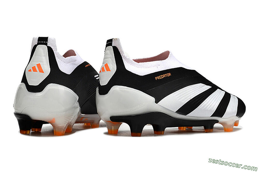 Adidas Predator 24 Elite Laceless FG Low-Tops Soccer Cleats - Black/White/Orange 6