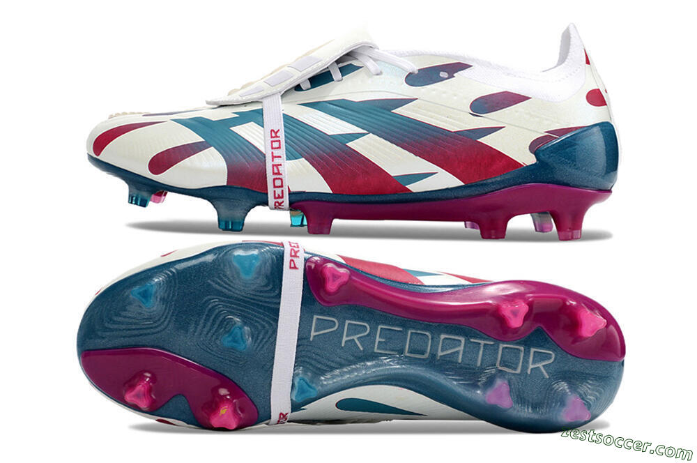 Adidas Predator Elite Foldover Tongue FG Low-Tops Soccer Cleats - White/Blue/Red 1