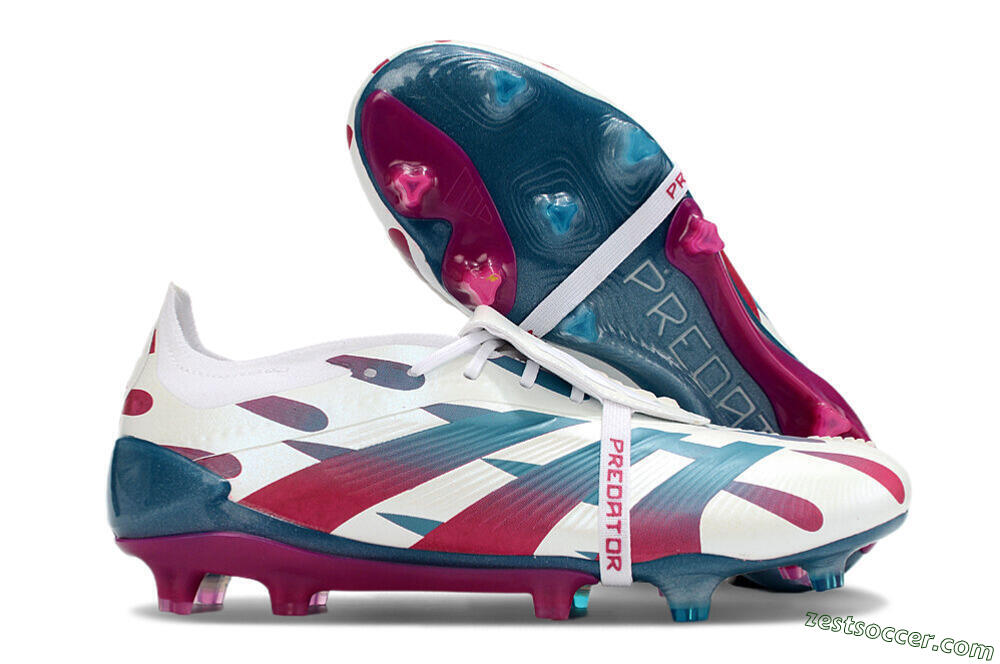 Adidas Predator Elite Foldover Tongue FG Low-Tops Soccer Cleats - White/Blue/Red 0
