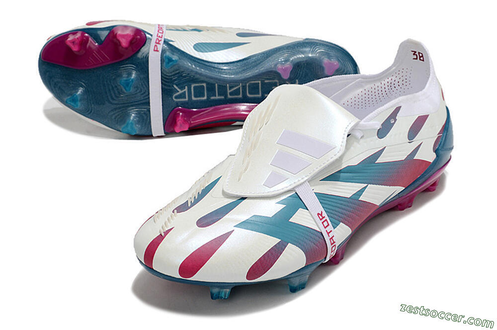 Adidas Predator Elite Foldover Tongue FG Low-Tops Soccer Cleats - White/Blue/Red 3