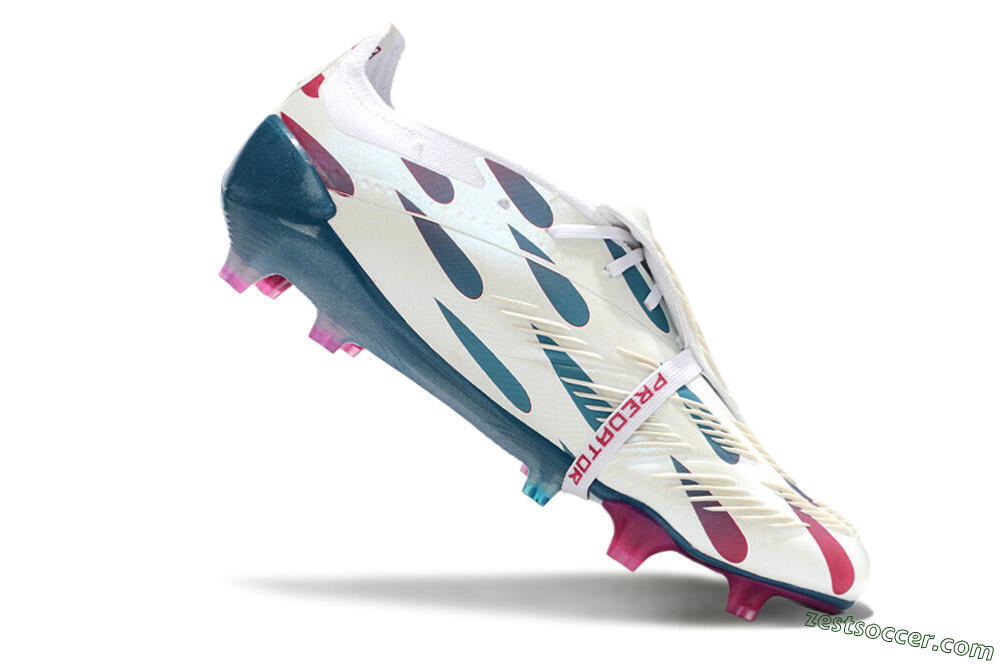 Adidas Predator Elite Foldover Tongue FG Low-Tops Soccer Cleats - White/Blue/Red 4