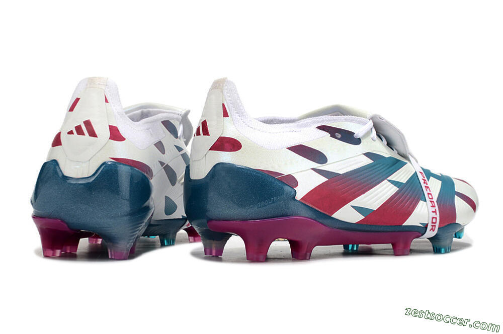 Adidas Predator Elite Foldover Tongue FG Low-Tops Soccer Cleats - White/Blue/Red 6