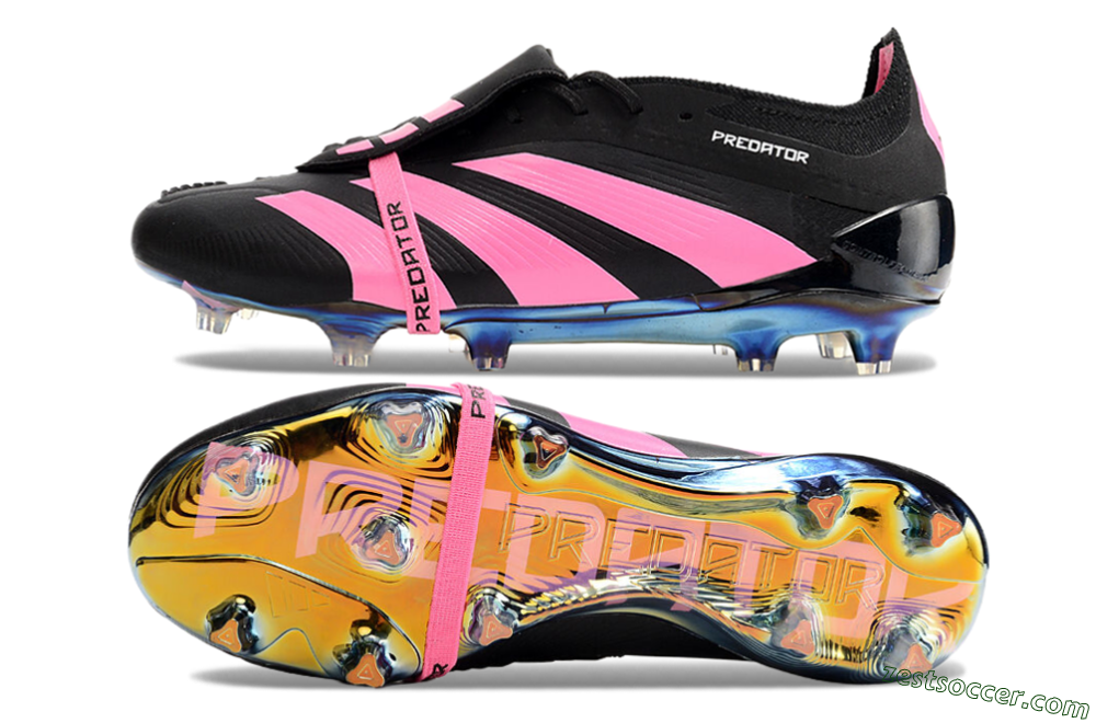Adidas Predator Elite Foldover Tongue FG Low-Tops Soccer Cleats - Black/Pink/Gold 1