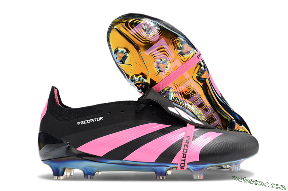 Adidas Predator Elite Foldover Tongue FG Low-Tops Soccer Cleats - Black/Pink/Gold 0