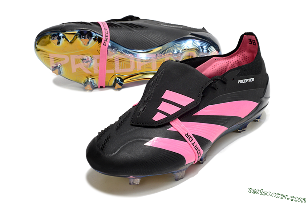 Adidas Predator Elite Foldover Tongue FG Low-Tops Soccer Cleats - Black/Pink/Gold 3
