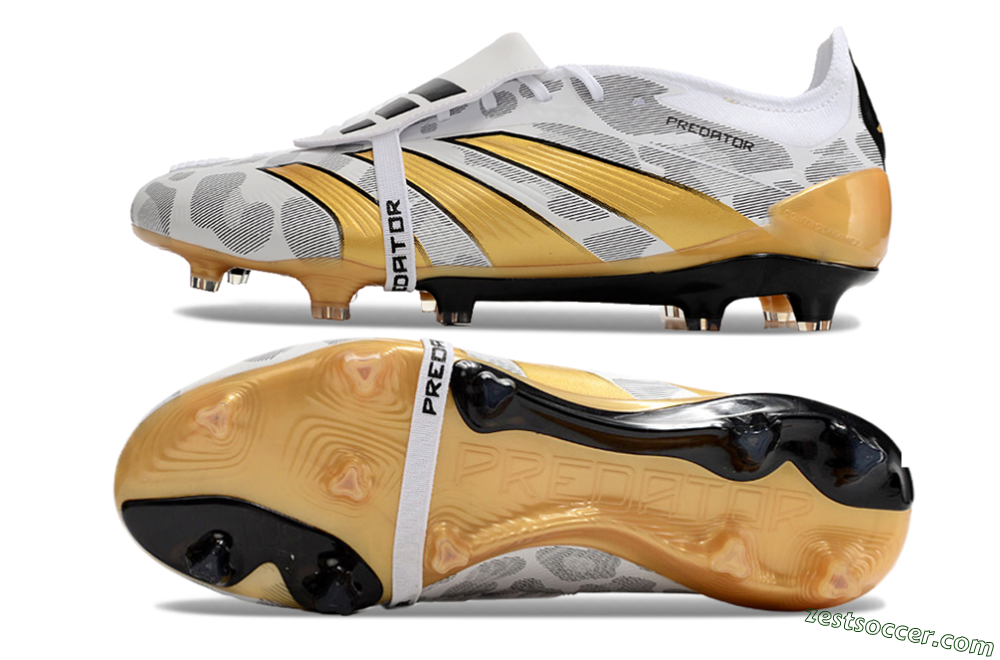 Adidas Predator Elite Foldover Tongue FG Low-Tops Soccer Cleats - White/Black/Gold 1