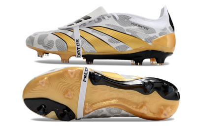 Adidas Predator Elite Foldover Tongue FG Low-Tops Soccer Cleats - White/Black/Gold