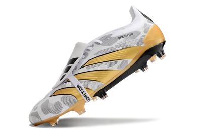 Adidas Predator Elite Foldover Tongue FG Low-Tops Soccer Cleats - White/Black/Gold