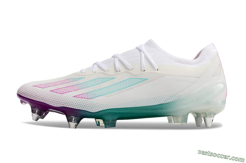 Adidas X Crazyfast.1 SG Low-Tops Soccer Cleats - White/Purple/Jade 2