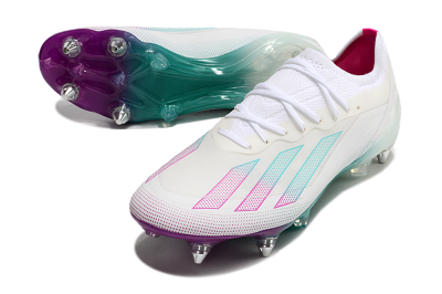 Adidas X Crazyfast.1 SG Low-Tops Soccer Cleats - White/Purple/Jade