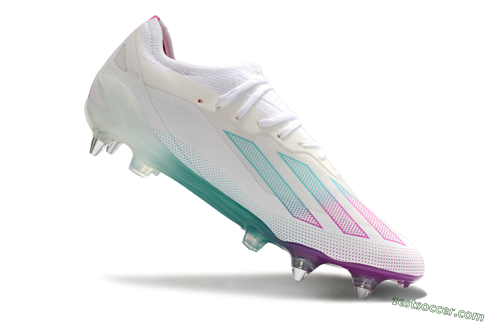 Adidas X Crazyfast.1 SG Low-Tops Soccer Cleats - White/Purple/Jade 4