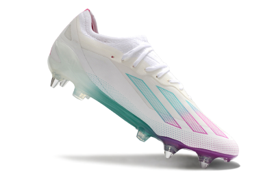 Adidas X Crazyfast.1 SG Low-Tops Soccer Cleats - White/Purple/Jade