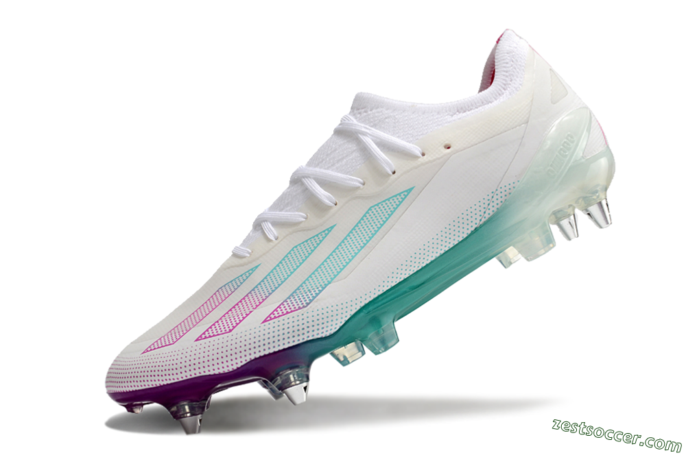 Adidas X Crazyfast.1 SG Low-Tops Soccer Cleats - White/Purple/Jade 5