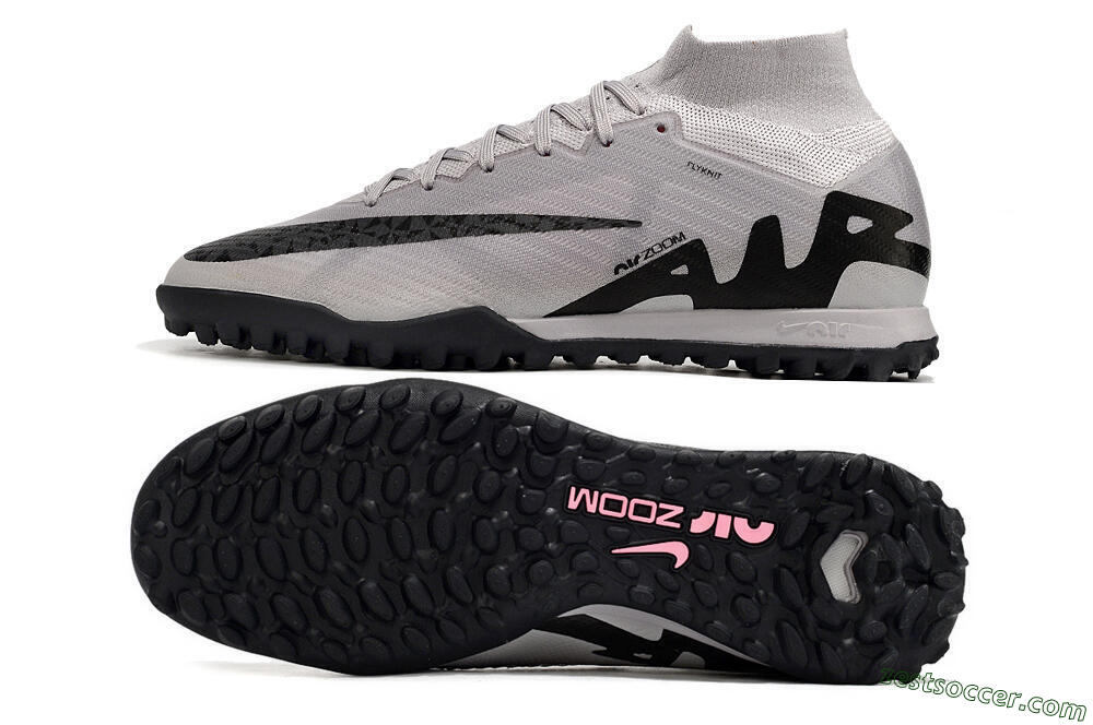 Nike Air Zoom Mercurial Superfly 9 Elite TF High-Tops Soccer Shoes - Grey/Black/Pink 1