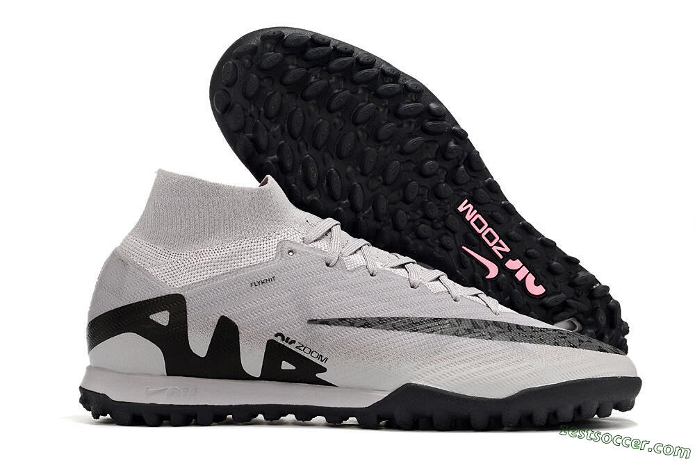 Nike Air Zoom Mercurial Superfly 9 Elite TF High-Tops Soccer Shoes - Grey/Black/Pink 0
