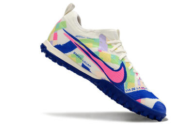Nike Air Zoom Mercurial Vapor 15 Pro TF Low-Tops Soccer Shoes - White/Pink/Blue/Yellow