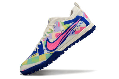 Nike Air Zoom Mercurial Vapor 15 Pro TF Low-Tops Soccer Shoes - White/Pink/Blue/Yellow