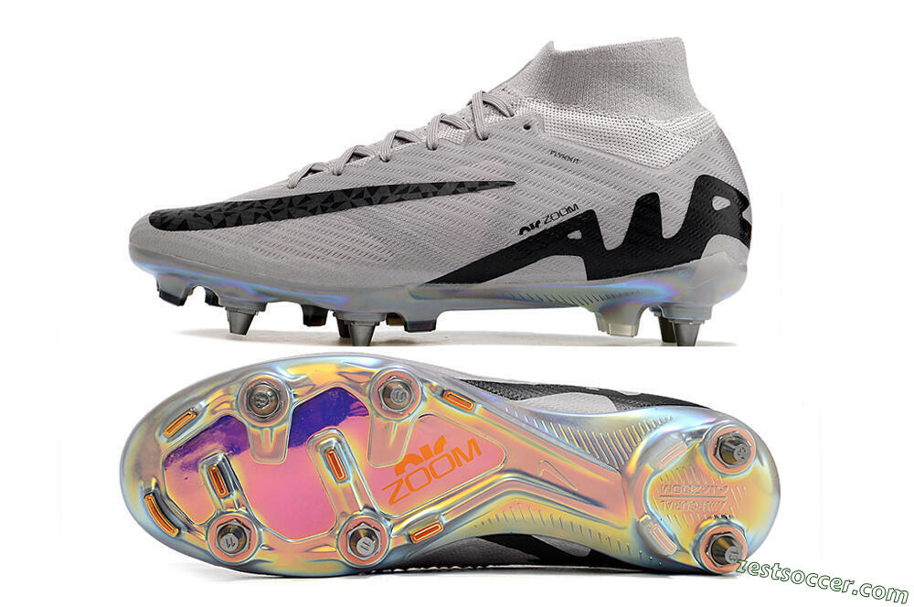 Nike Air Zoom Mercurial Superfly 9 Elite SG High-Tops Soccer Cleats - Grey/Black/Gold 1