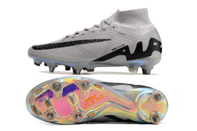 Nike Air Zoom Mercurial Superfly 9 Elite SG High-Tops Soccer Cleats - Grey/Black/Gold