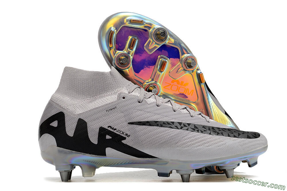 Nike Air Zoom Mercurial Superfly 9 Elite SG High-Tops Soccer Cleats - Grey/Black/Gold 0
