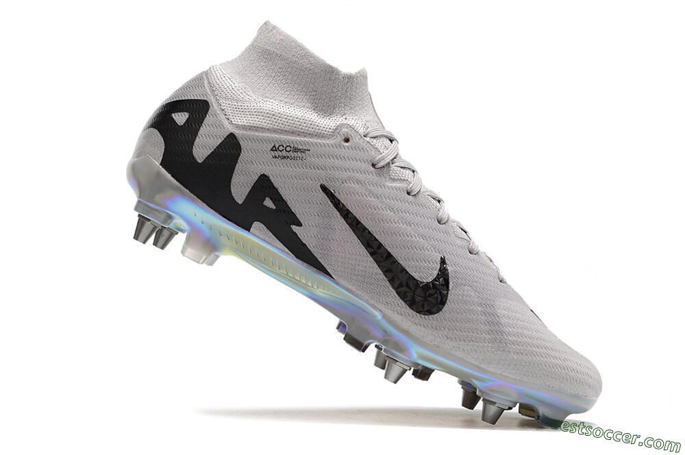 Nike Air Zoom Mercurial Superfly 9 Elite SG High-Tops Soccer Cleats - Grey/Black/Gold 4