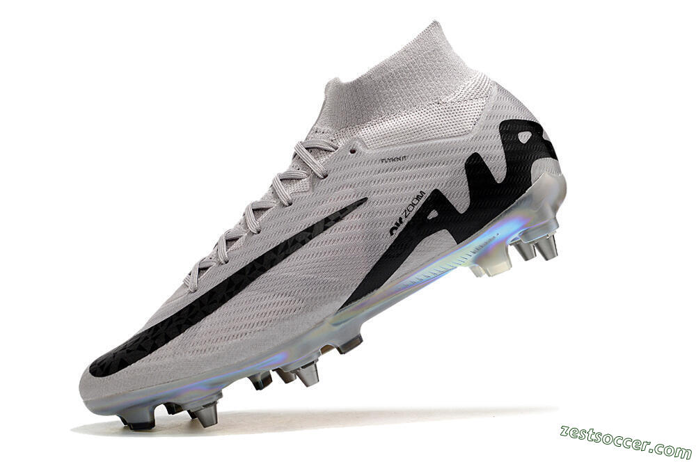 Nike Air Zoom Mercurial Superfly 9 Elite SG High-Tops Soccer Cleats - Grey/Black/Gold 5