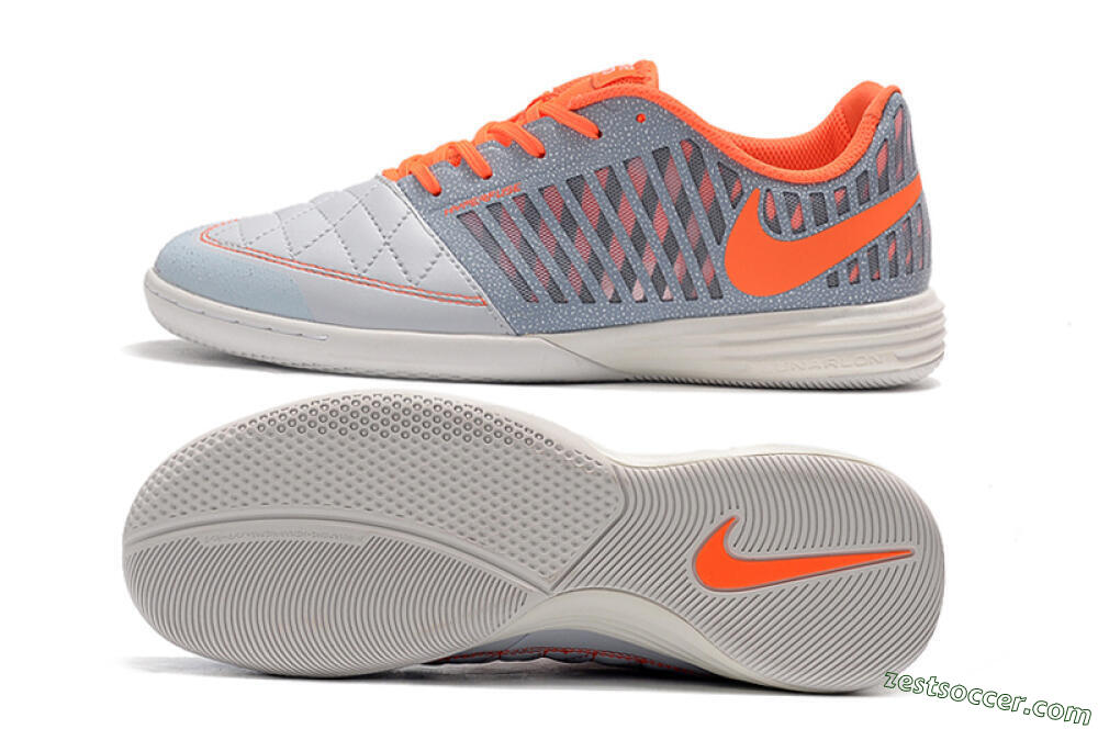 Nike Lunar Gato 2 IC Low-Tops Soccer Shoes - White/Grey/Orange 1