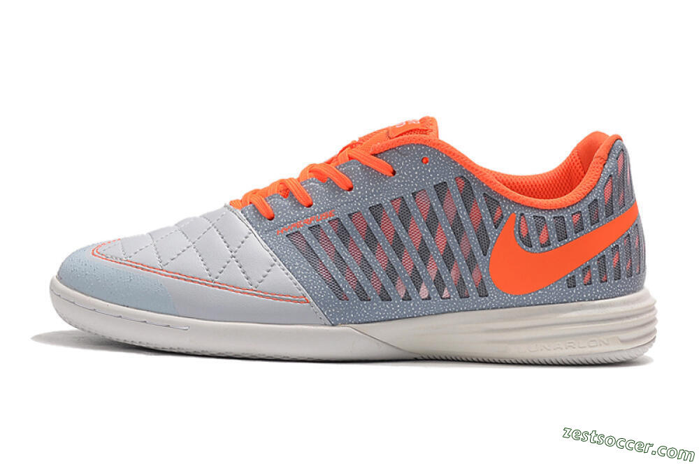 Nike Lunar Gato 2 IC Low-Tops Soccer Shoes - White/Grey/Orange 0