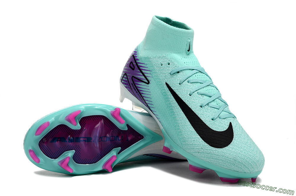 Nike Air Zoom Mercurial Superfly 10 Elite FG High-Tops Soccer Cleats - Jade/Black/Purple 3