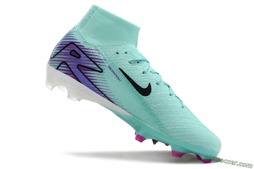 Nike Air Zoom Mercurial Superfly 10 Elite FG High-Tops Soccer Cleats - Jade/Black/Purple 4