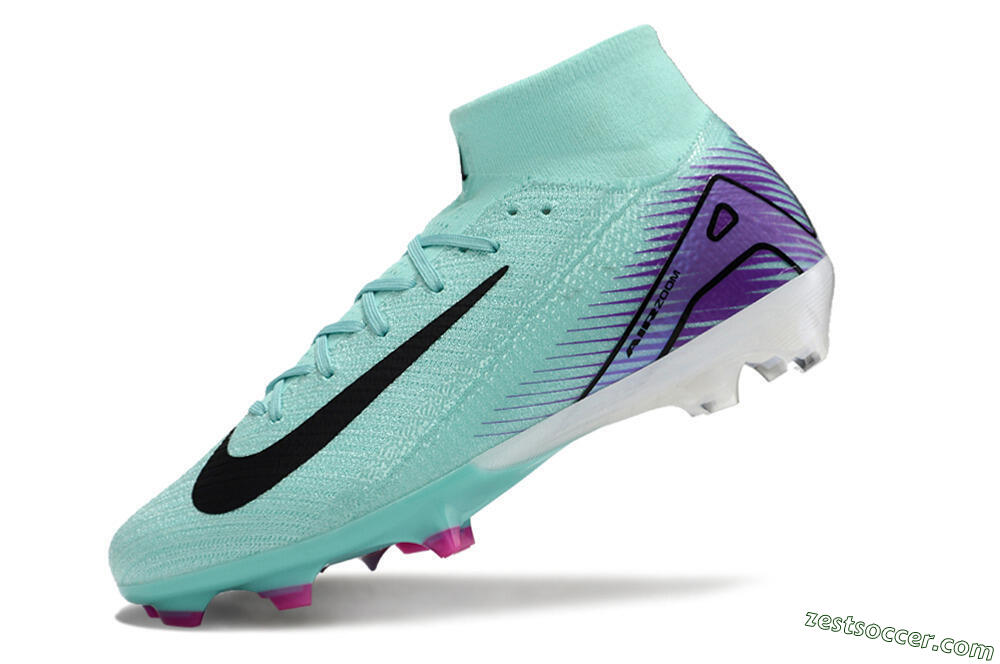 Nike Air Zoom Mercurial Superfly 10 Elite FG High-Tops Soccer Cleats - Jade/Black/Purple 5