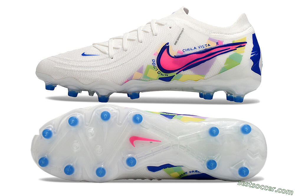 Nike Phantom Luna Elite AG Low-Tops Soccer Cleats - White/Pink/Blue 1