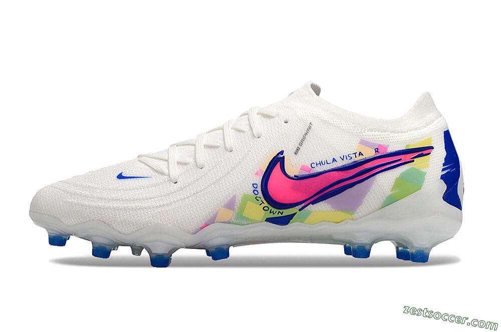 Nike Phantom Luna Elite AG Low-Tops Soccer Cleats - White/Pink/Blue 2