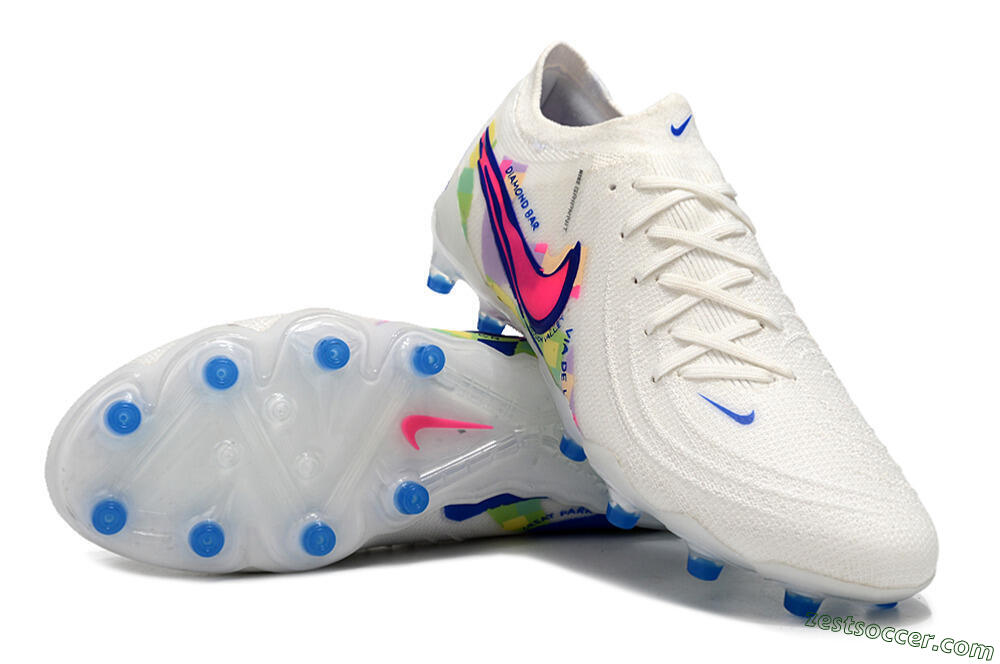 Nike Phantom Luna Elite AG Low-Tops Soccer Cleats - White/Pink/Blue 3