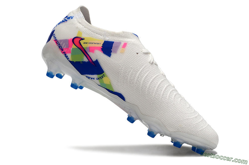 Nike Phantom Luna Elite AG Low-Tops Soccer Cleats - White/Pink/Blue 4