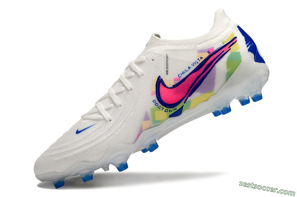 Nike Phantom Luna Elite AG Low-Tops Soccer Cleats - White/Pink/Blue 5
