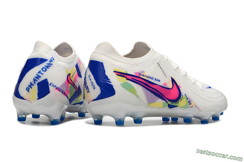 Nike Phantom Luna Elite AG Low-Tops Soccer Cleats - White/Pink/Blue 6