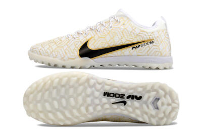 Nike Air Zoom Mercurial Vapor 15 Pro TF Low-Tops Soccer Shoes - White/Gold/Black