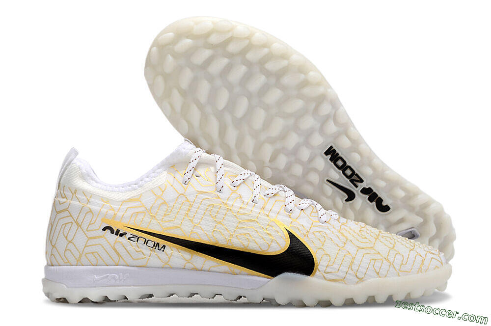 Nike Air Zoom Mercurial Vapor 15 Pro TF Low-Tops Soccer Shoes - White/Gold/Black 0