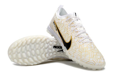 Nike Air Zoom Mercurial Vapor 15 Pro TF Low-Tops Soccer Shoes - White/Gold/Black
